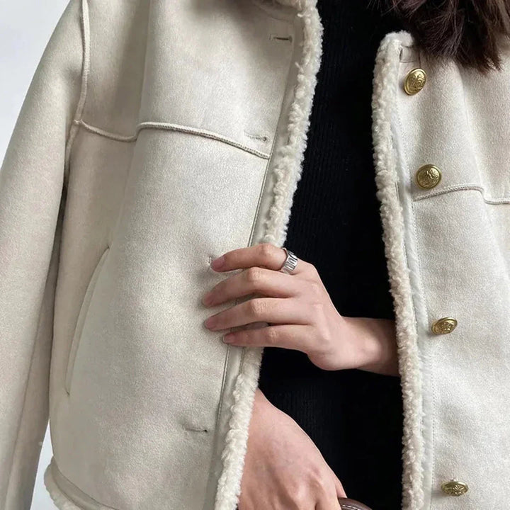 Isabella Sheepskin Jacket with Button Detail