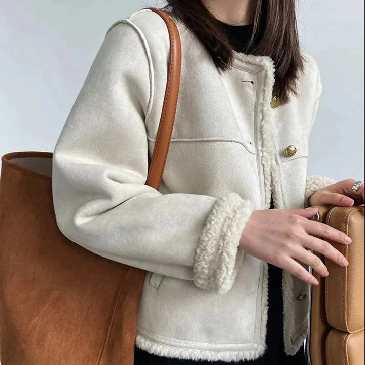 Isabella Sheepskin Jacket with Button Detail