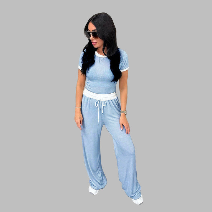 PLATU™ - Relaxed Short Sleeve Top and Flowing Wide Leg Pants Ensemble