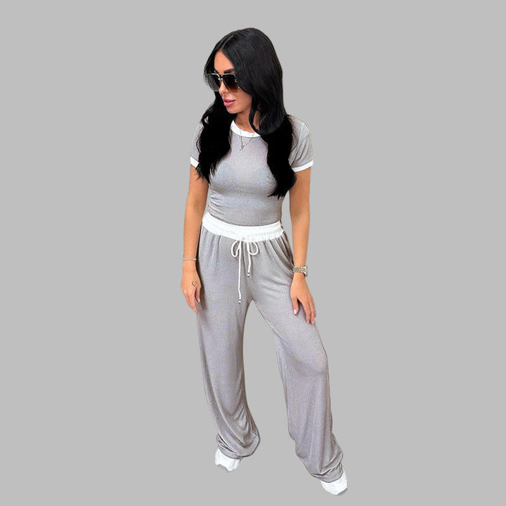 PLATU™ - Relaxed Short Sleeve Top and Flowing Wide Leg Pants Ensemble