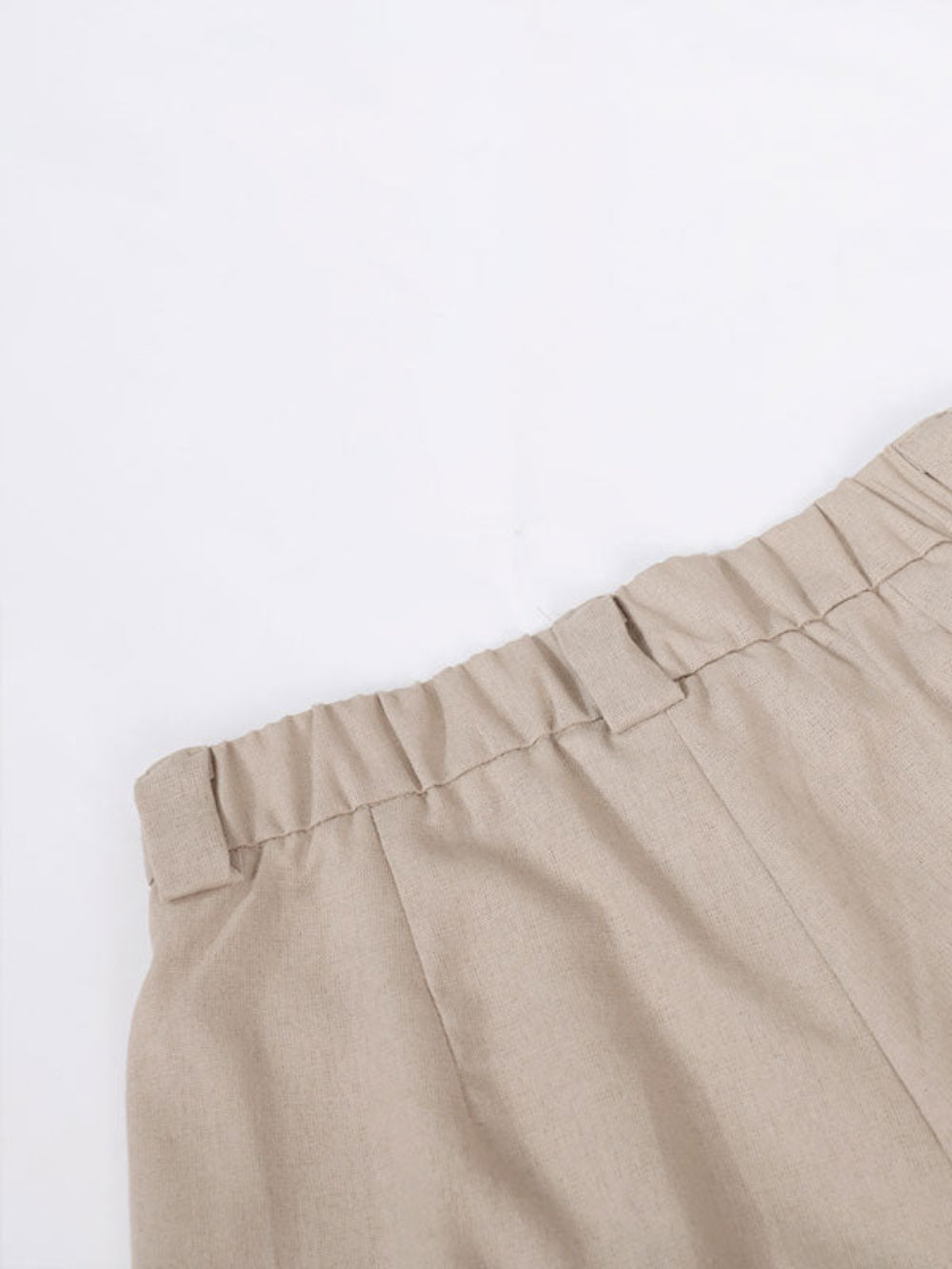 Timeless V-Neck Pleated Wide-Leg Cotton and Linen Pant Suit