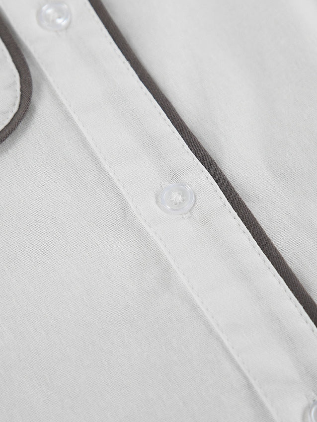 סט שני חלקים של חולצה ומכנסיים קצרים מכותנה-פשתן בצבע אחיד