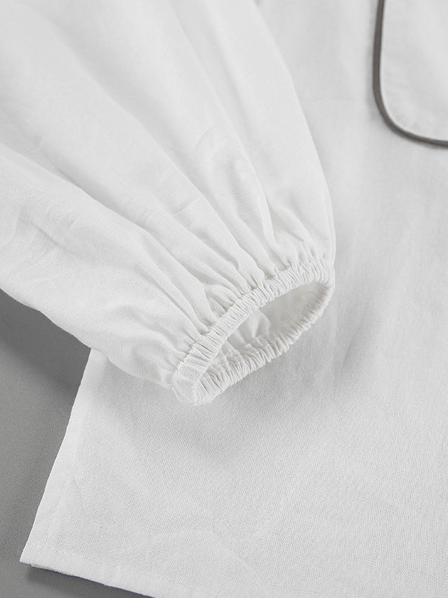 סט שני חלקים של חולצה ומכנסיים קצרים מכותנה-פשתן בצבע אחיד