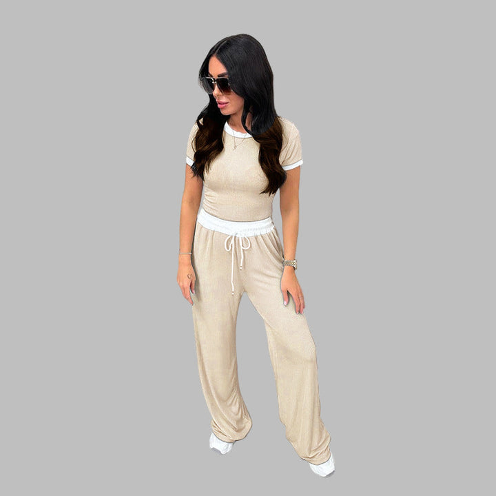 PLATU™ - Relaxed Short Sleeve Top and Flowing Wide Leg Pants Ensemble