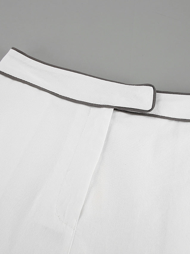 סט שני חלקים של חולצה ומכנסיים קצרים מכותנה-פשתן בצבע אחיד