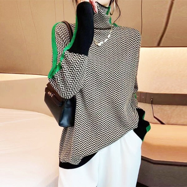 Malou | Bold Striped Turtleneck Sweater