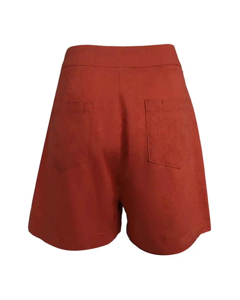 סט טופ ללא שרוולים עם צווארון V מפשתן ומכנסיים קצרים רגועים