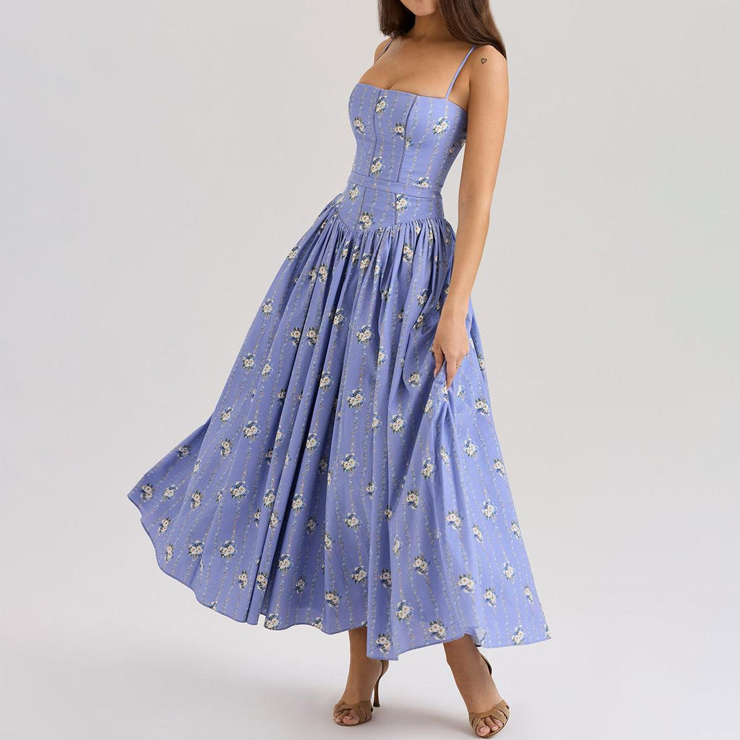 Patterned Fitted Midi Camisole Dress