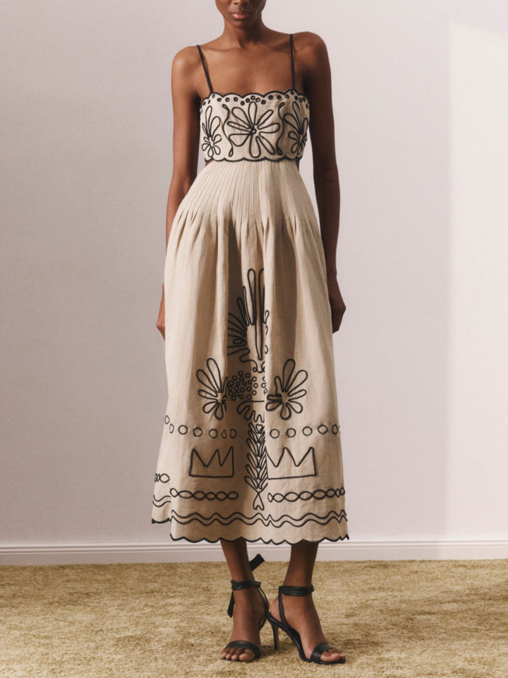Floral Print Midi Dress with Straps for Summer