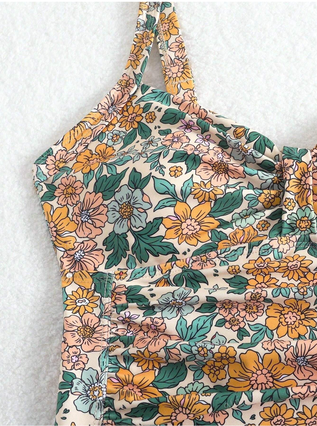 Wendy - Floral Pattern Halter Neck Swimsuit
