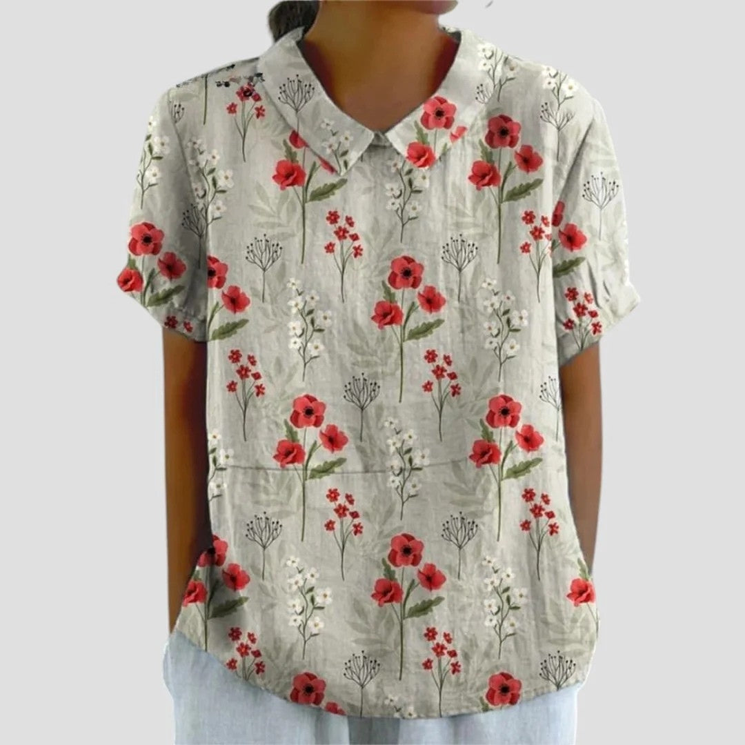 Violet Poppy Blossom Blouse