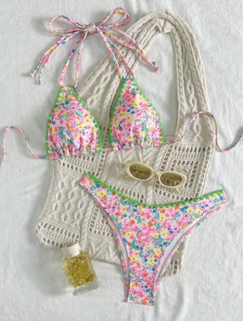 Valerie - Colorful Lace Neck-Tie Bikini