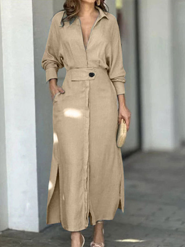 Chic Long Sleeve Minimalist Shirt Dress