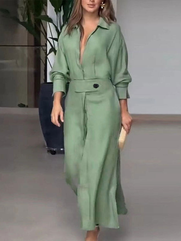 Chic Long Sleeve Minimalist Shirt Dress