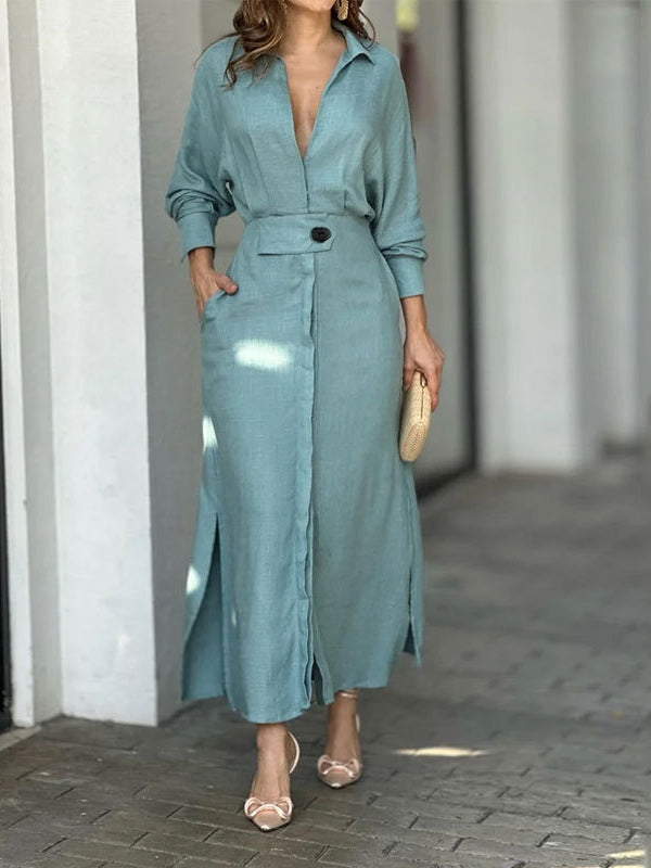 Chic Long Sleeve Minimalist Shirt Dress