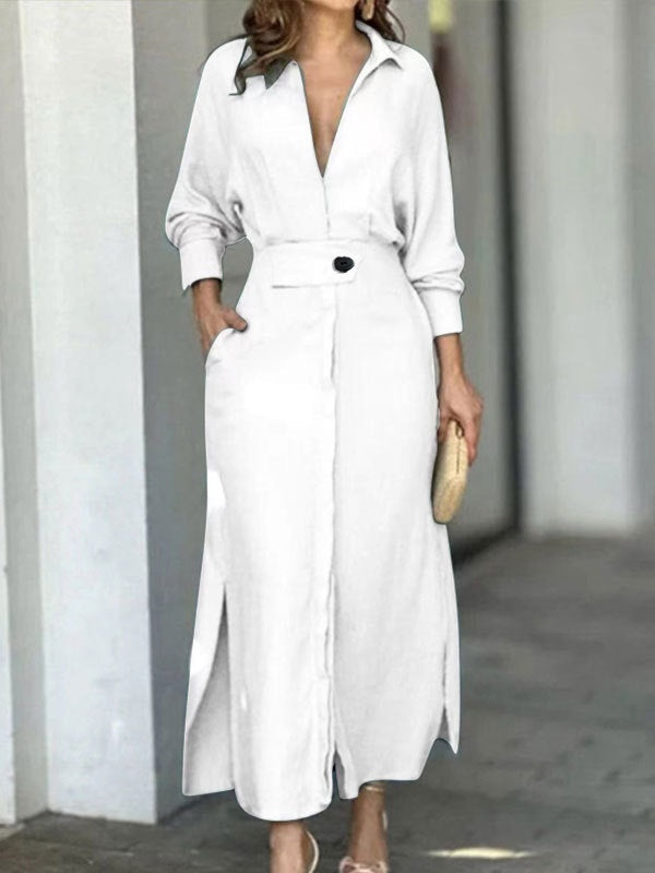 Chic Long Sleeve Minimalist Shirt Dress