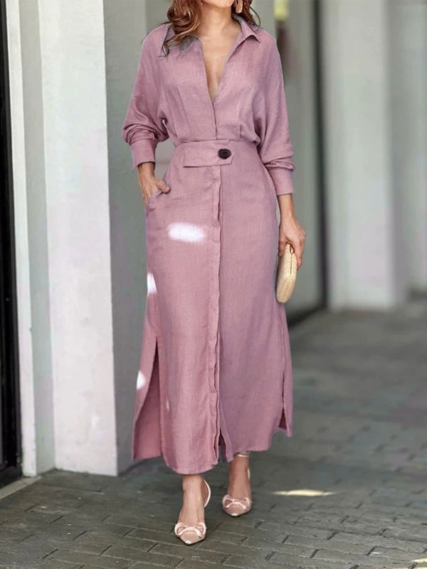 Chic Long Sleeve Minimalist Shirt Dress