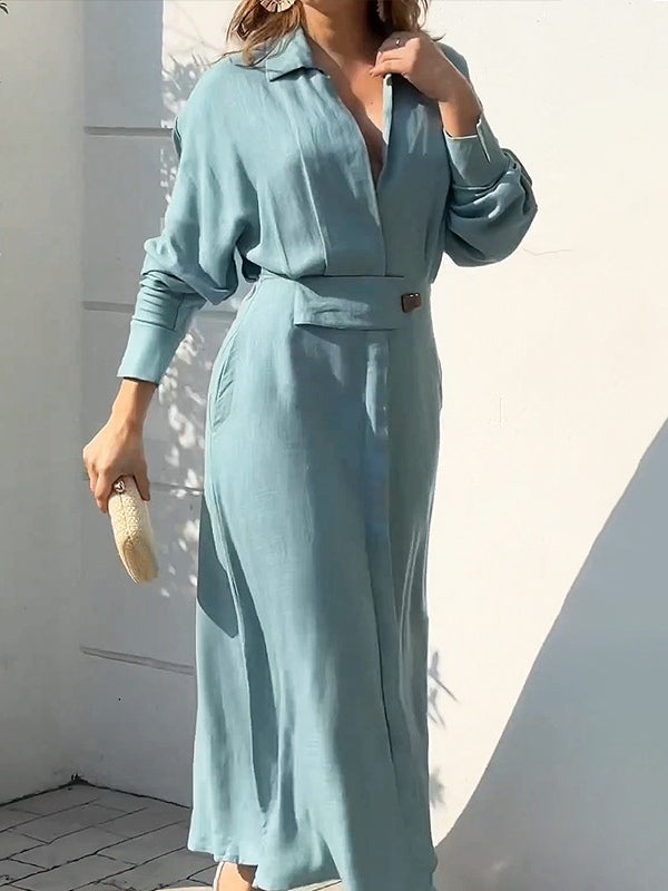 Chic Long Sleeve Minimalist Shirt Dress
