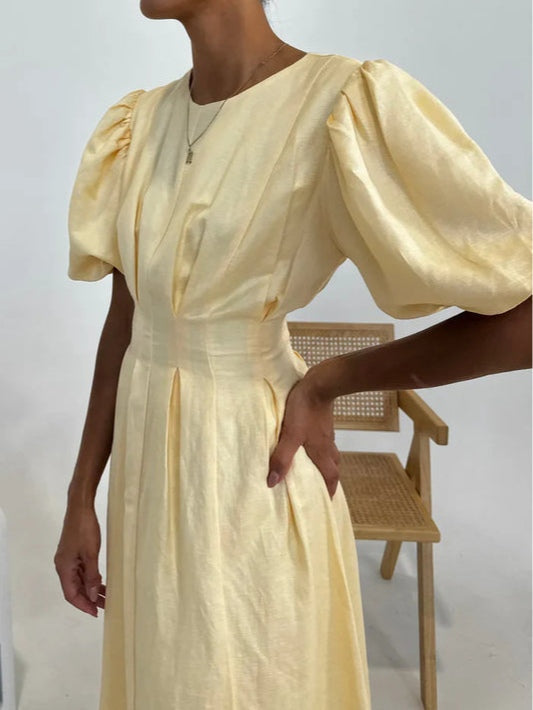 Butter Yellow Maxi Dress with Airy Design