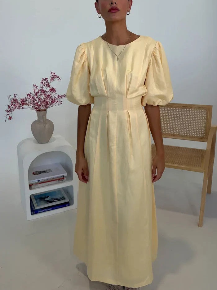 Butter Yellow Maxi Dress with Airy Design