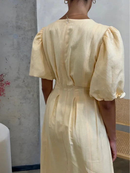 Butter Yellow Maxi Dress with Airy Design