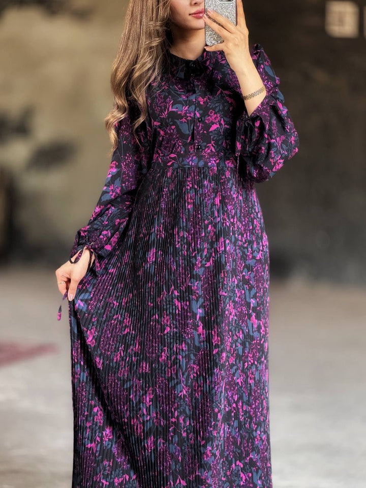 שמלת מקסי פרחונית עם קפלים שיקית