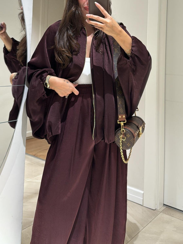 Casual Wide-Leg Pants with Drawstring in Brown