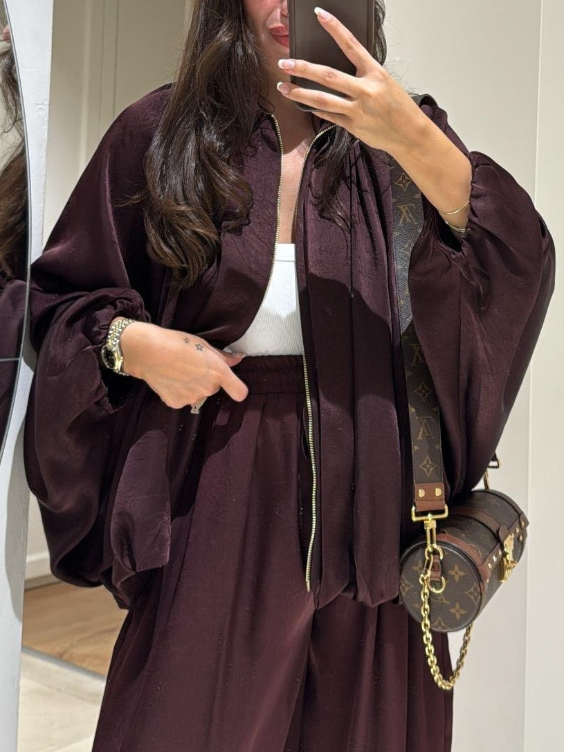 Casual Brown Zip-Up Jacket