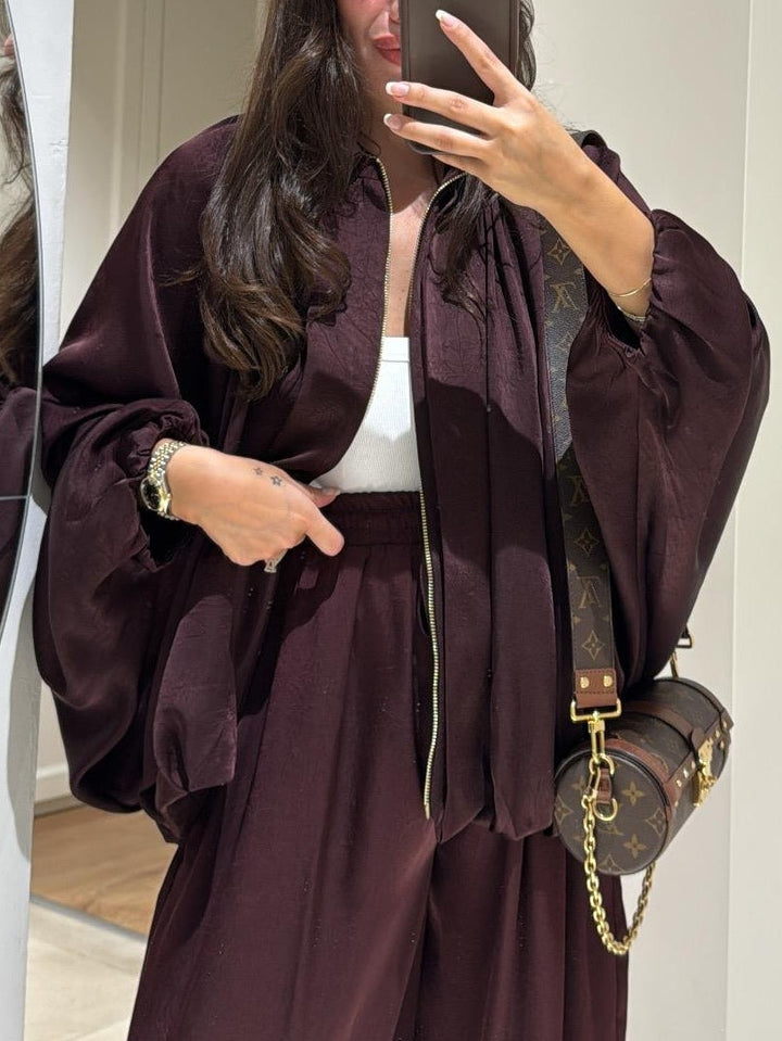 Casual Brown Zip-Up Jacket