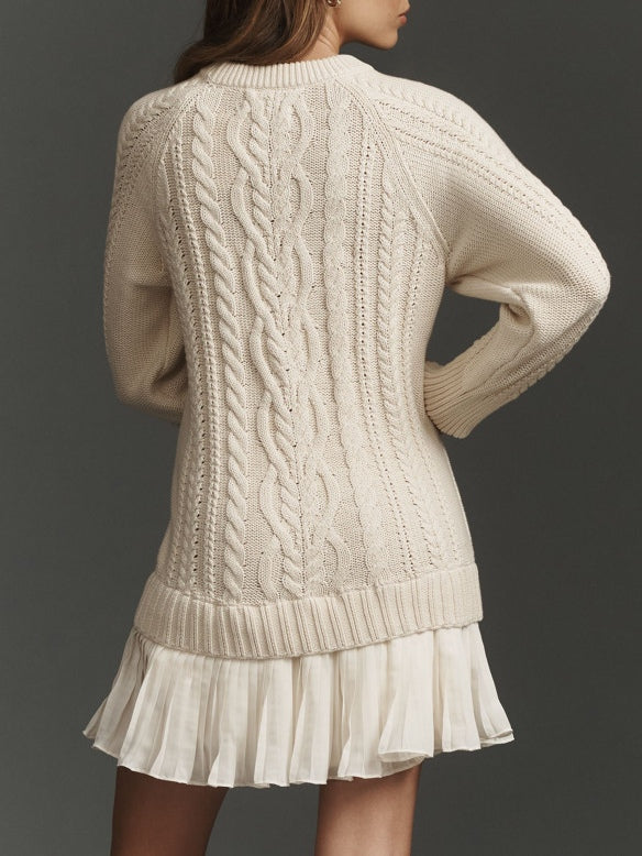 Ivory Cable Knit Sweater Dress