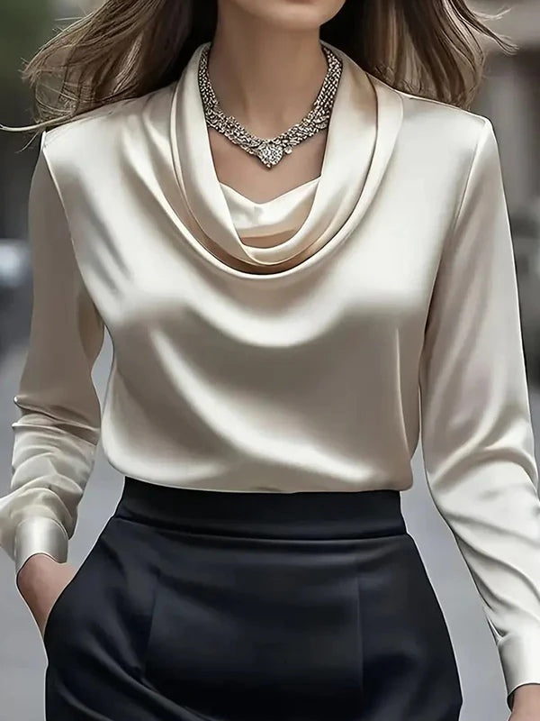Chic Solid Satin Collar Shirt