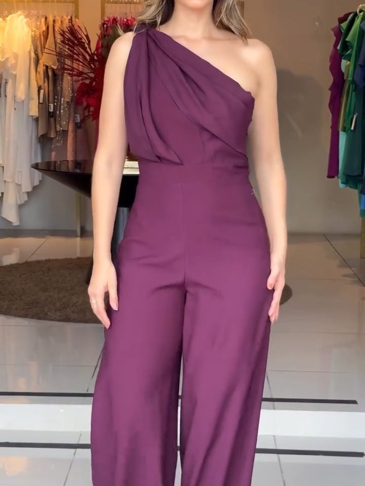 Vibrant Purple One-Shoulder Jumpsuit