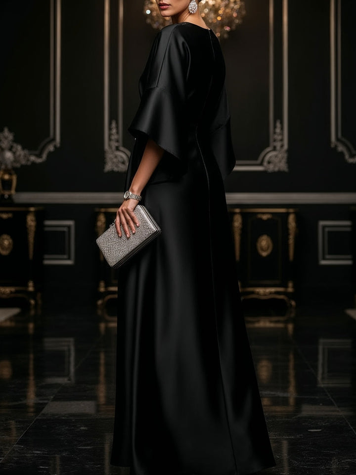 Elegant Black Satin Maxi Dress