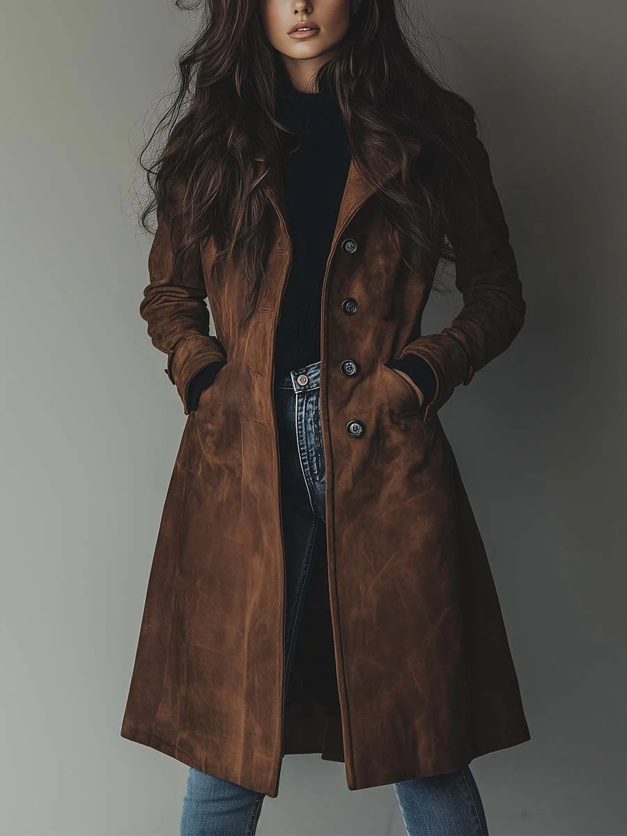 Classic Suede Trench Coat