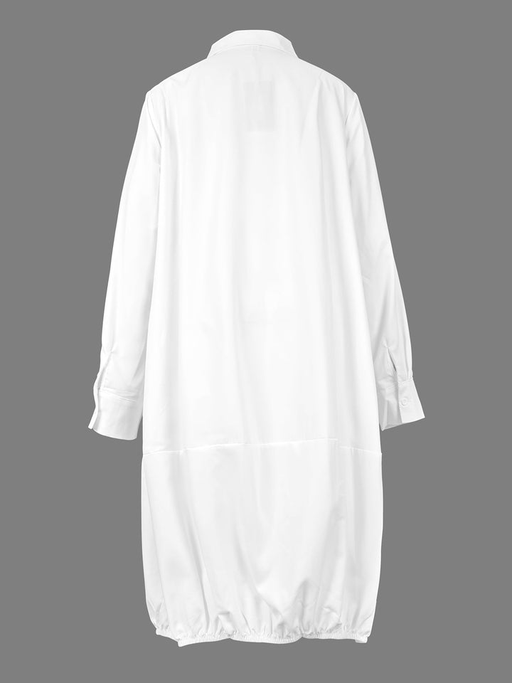 Loose-Fit Midi Shirt Dress with Long Sleeves and Lapel Collar in Solid Colors