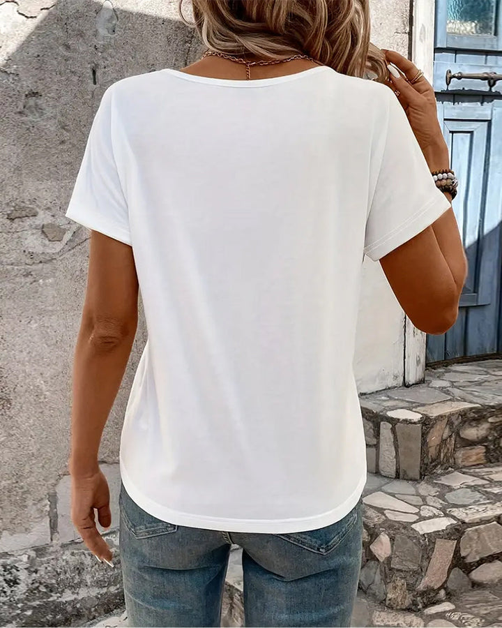 Multi-Functional V-Neck Short Sleeve Tee