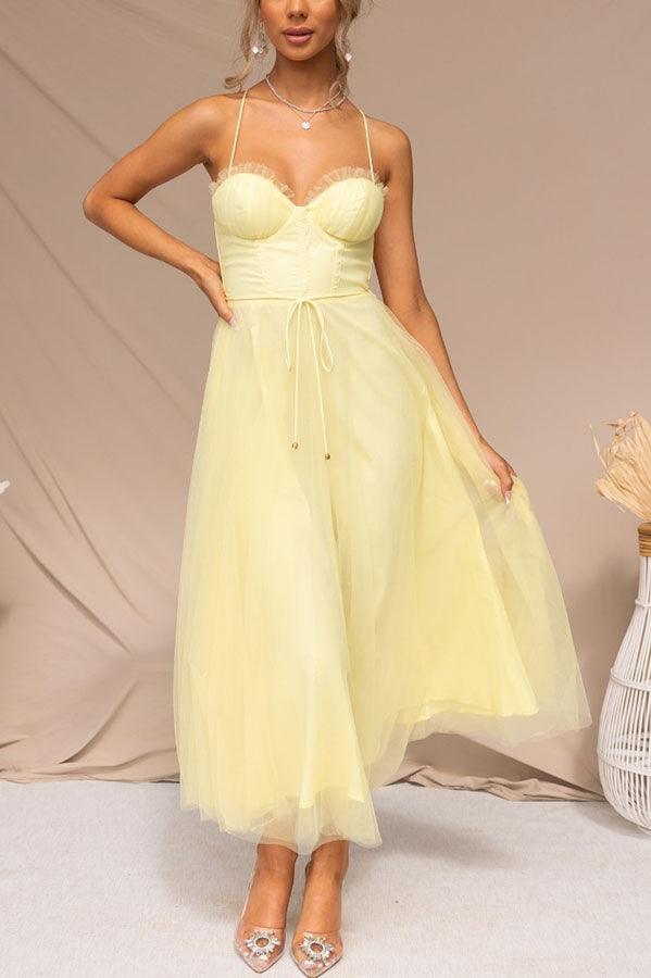 Chic Chiffon Maxi Dress with Suspenders for a Modern Princess Look