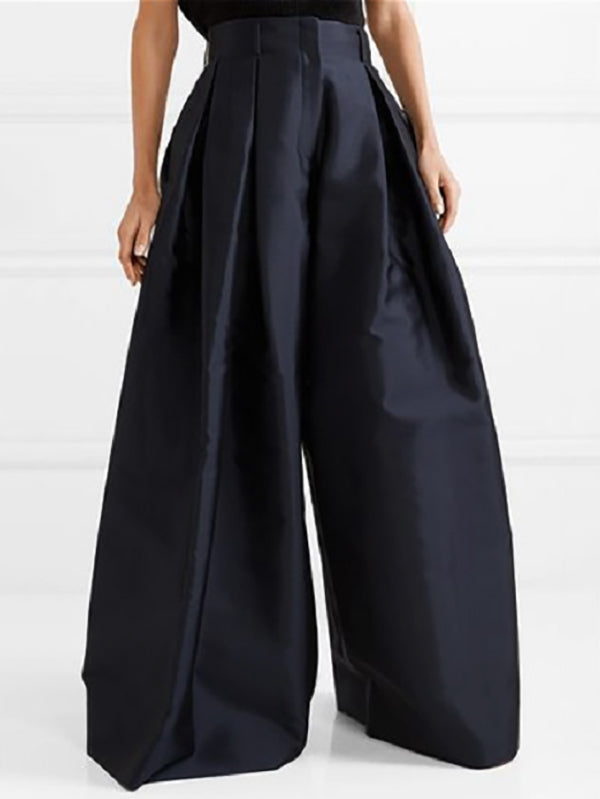 Chic High-Waisted Solid Wide Leg Pants