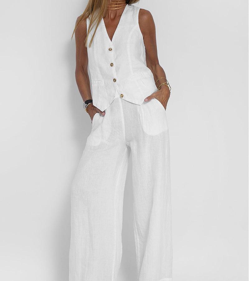 Cotton Leisure Set: Vest and Pants Combo