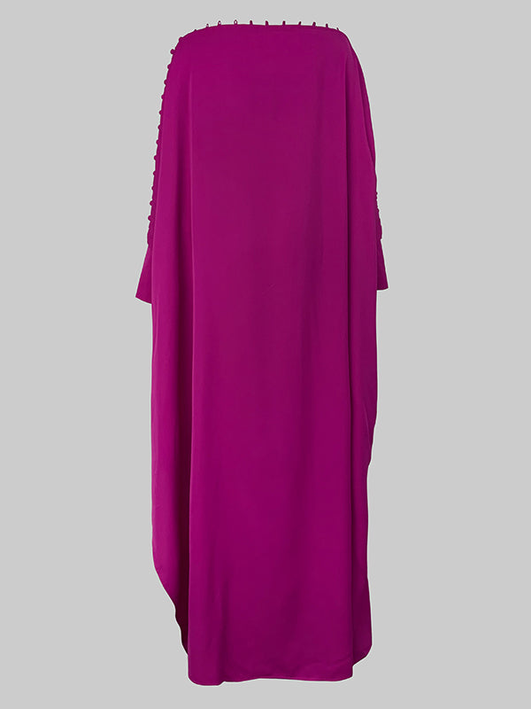 Solid Color Maxi Dresses with Loose Fit and Button Detail
