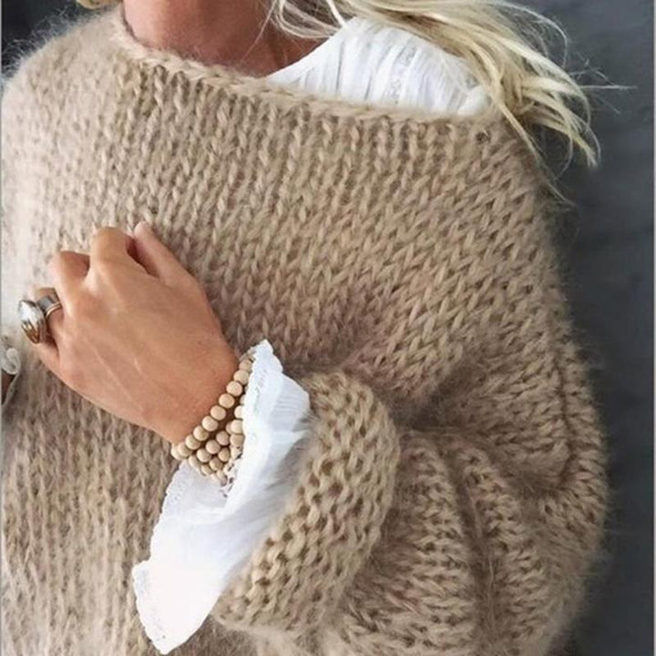 Casual Hollow Knit Mohair Sweater