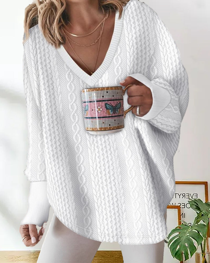 V-Neck Long Sleeve Sweatshirt