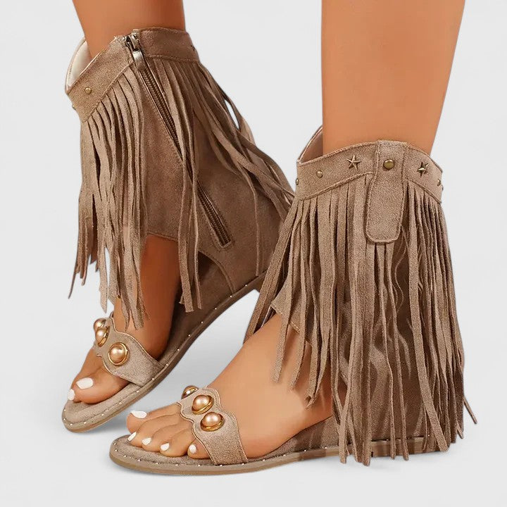 Eira - Stylish Fringe-Detail Sandals