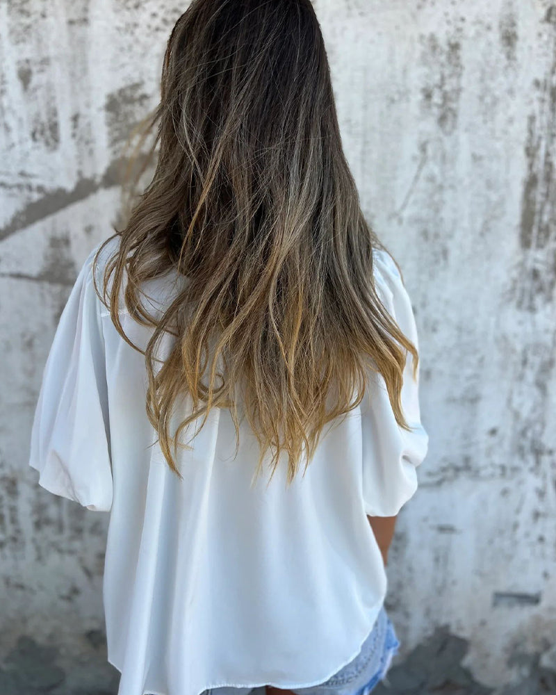 חולצה קז'ואלית עם שרוולים קצרים בצבע אחיד