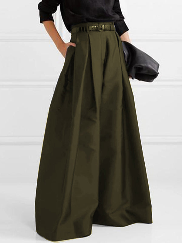 Chic High-Waisted Solid Wide Leg Pants