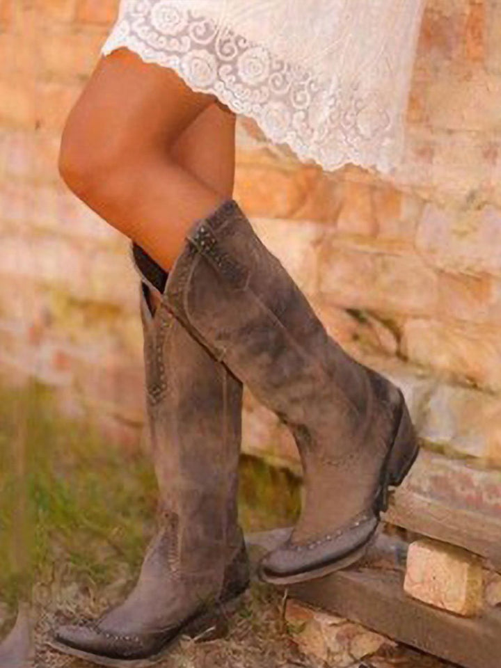 Retro Studded Western Cowboy Boots