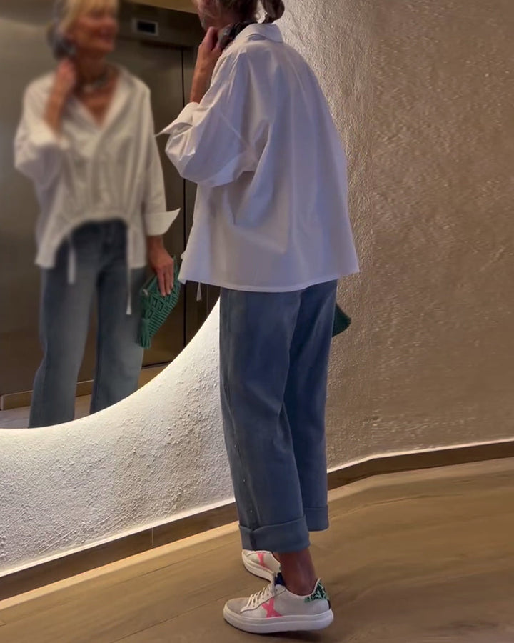 חולצה עם דש אחיד מושלמת לנסיעות