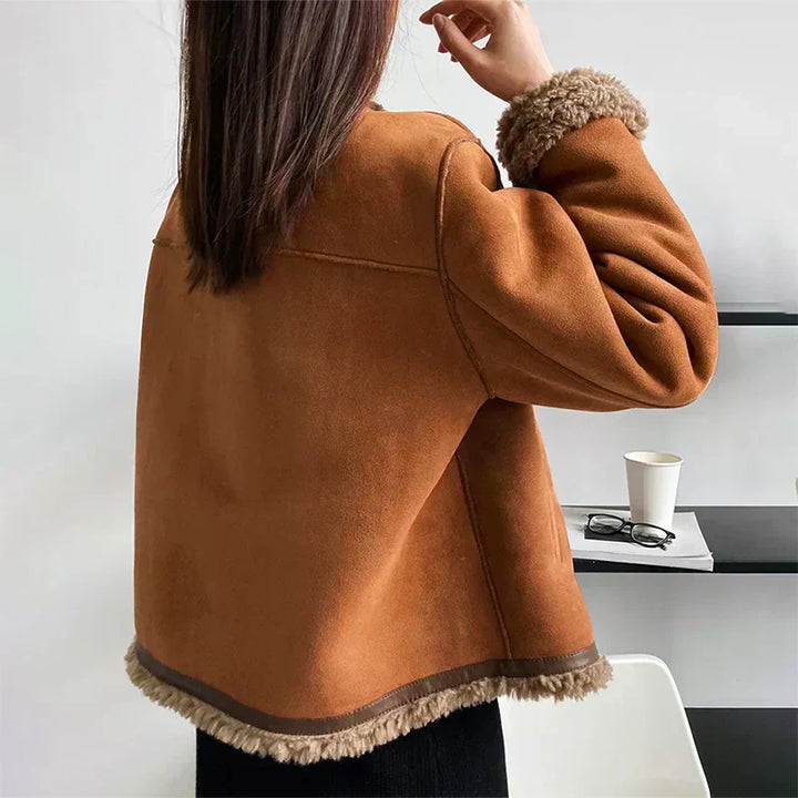 Isabella Sheepskin Jacket with Button Detail