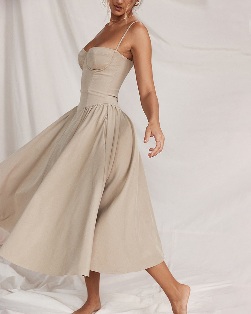 Chic French Tube Top Dress with Suspender Design