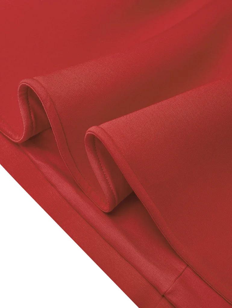 Elegant Red A-Line Midi Dress with Waist Twist - Perfect for Day to Night